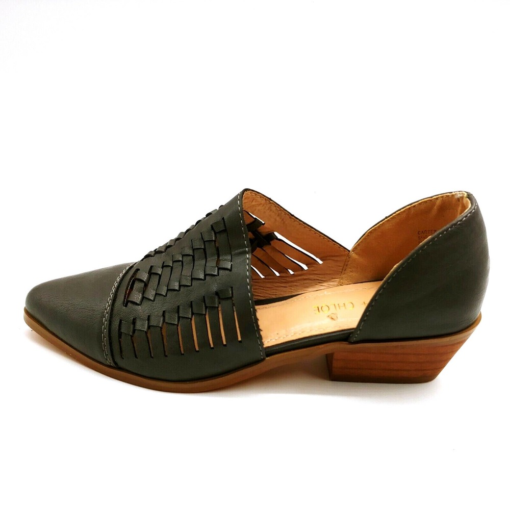 Chase & Chloe Shoes Womans Carter D'Orsay Woven Flats Grey Cushioned Insole 5.5